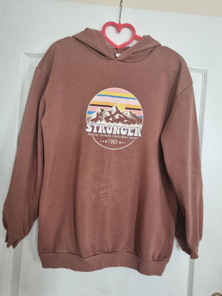 Kadın Kahverengi Kapüşonlu Sweatshirt - Görsel 3