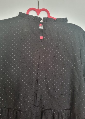 Uzun Kollu Siyah Fırfırlı Midi Elbise - Görsel 4