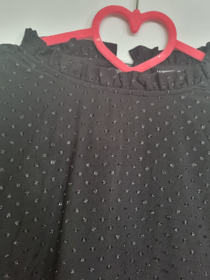 Uzun Kollu Siyah Fırfırlı Midi Elbise - Görsel 2