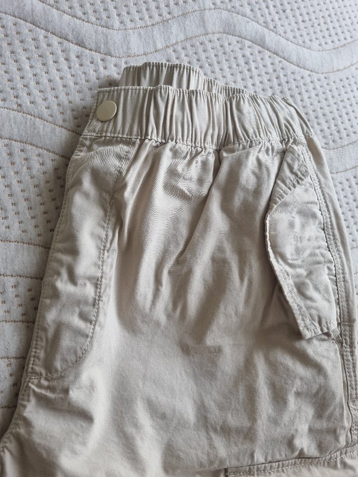 Bej Kemerli Kadın Keten Pantolon - Görsel 3