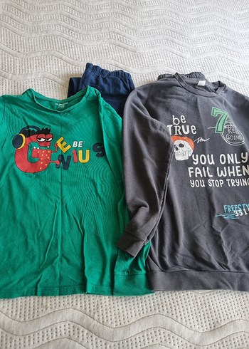 11-12 Yaş Beden Gri Baskılı Erkek Çocuk Kısa Kollu Pijama Takımı