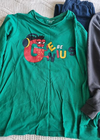 11-12 Yaş Beden gri Renk Gri Baskılı Erkek Çocuk Kısa Kollu Pijama Takımı
