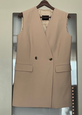 Bej Düğmeli Kadın Ofis Yeleği - Görsel 2