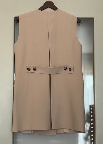 Bej Düğmeli Kadın Ofis Yeleği - Görsel 4