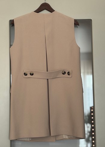 Bej Düğmeli Kadın Ofis Yeleği - Görsel 3