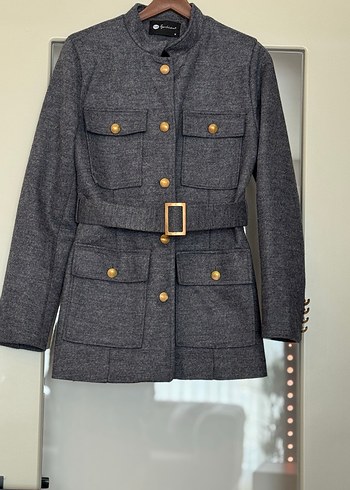 Tokalı Gri Midi Boy Kadın Kot Ceket - Görsel 2