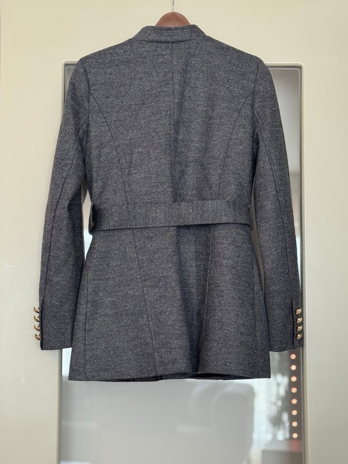 Tokalı Gri Midi Boy Kadın Kot Ceket - Görsel 3