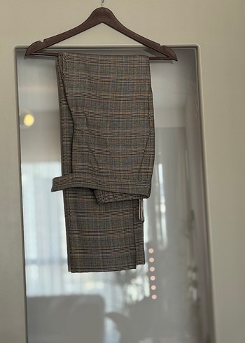 Nara Maxx Kadın Kahverengi Ekose Kumaş Pantolon - Görsel 3