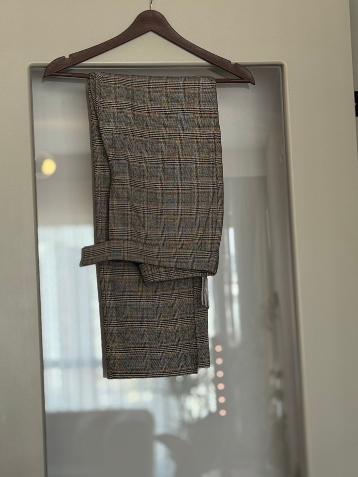 Nara Maxx Kadın Kahverengi Ekose Kumaş Pantolon - Görsel 3