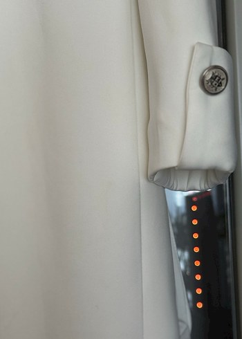 Lavinia Couture Düğmeli Beyaz Midi Kadın Ceket - Görsel 7