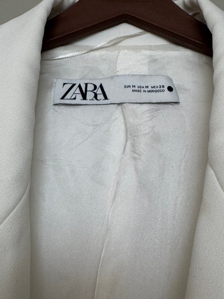 Zara Beyaz Kuşaklı Kadın Blazer Ceket - Görsel 5