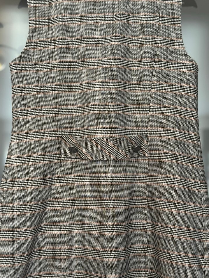 Nara Maxx Düğmeli Gri Ekose Kadın Yelek - Görsel 3