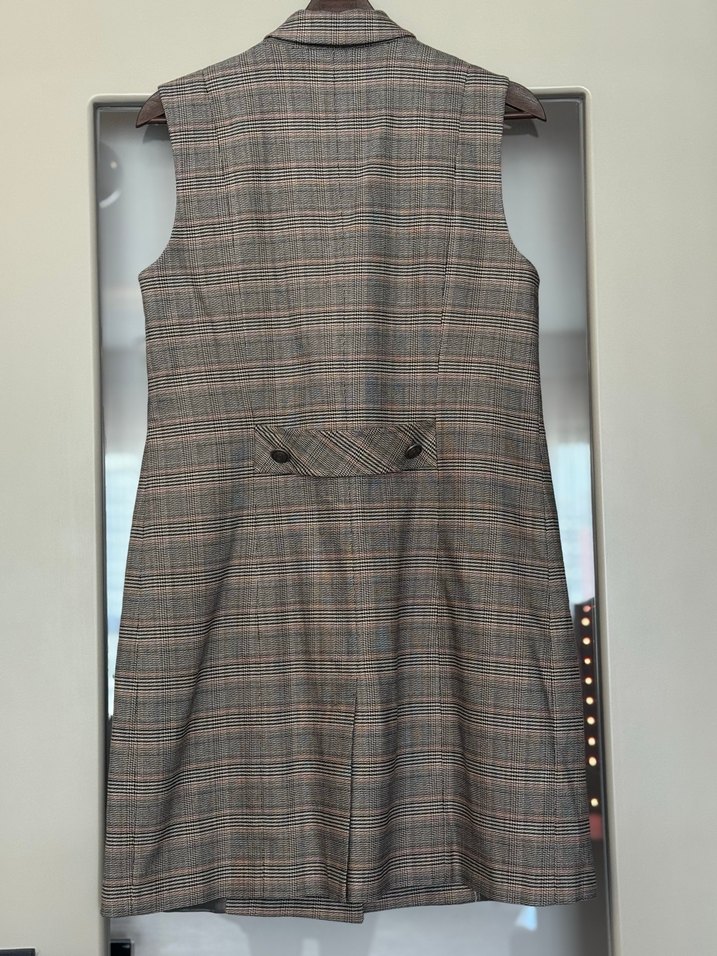 Nara Maxx Düğmeli Gri Ekose Kadın Yelek - Görsel 2