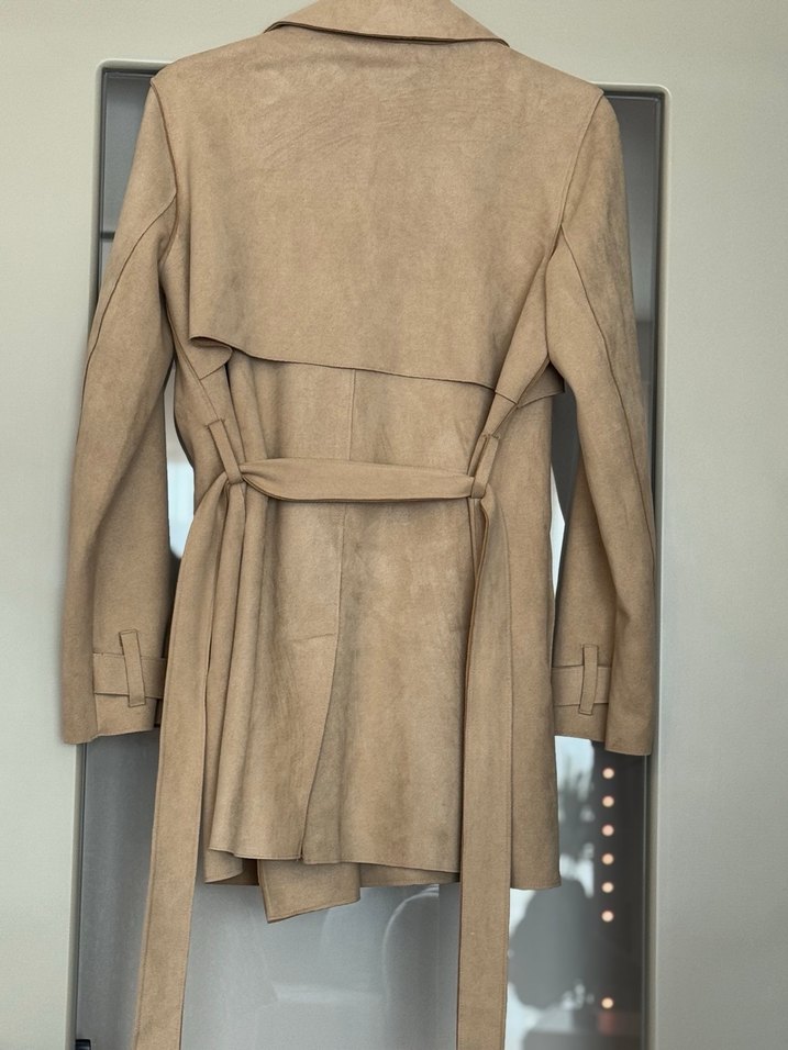Kadın Bej Süet Midi Trençkot - Görsel 4