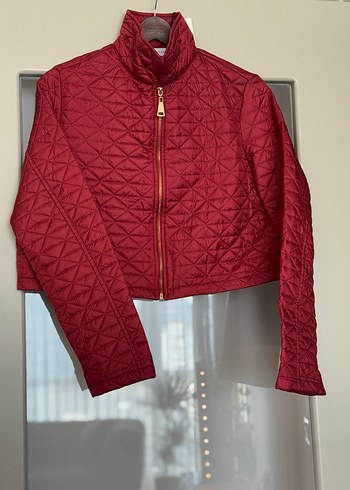 Terzi Dükkanı Bordo Parlak Mini Kadın Mont - Görsel 4