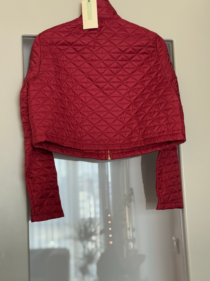 Terzi Dükkanı Bordo Parlak Mini Kadın Mont - Görsel 3