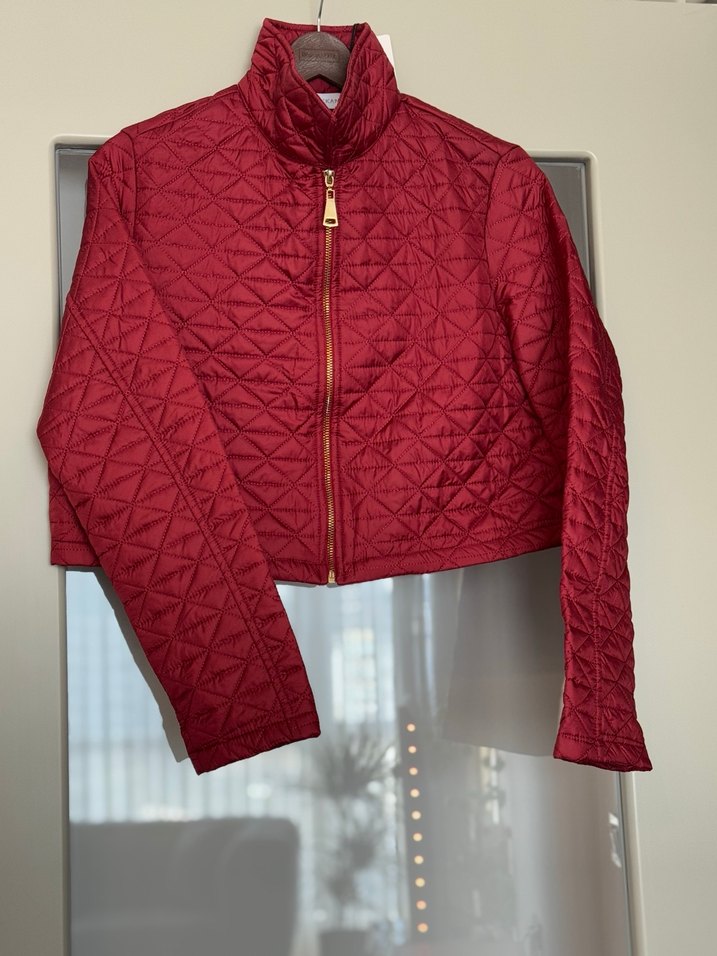 Terzi Dükkanı Bordo Parlak Mini Kadın Mont - Görsel 4