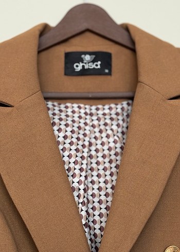 Ghisa Marka Düğmeli Kahverengi Kadın Blazer Ceket - Görsel 2
