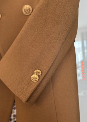 Ghisa Marka Düğmeli Kahverengi Kadın Blazer Ceket - Görsel 3