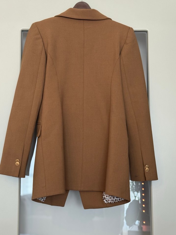 Ghisa Marka Düğmeli Kahverengi Kadın Blazer Ceket - Görsel 4