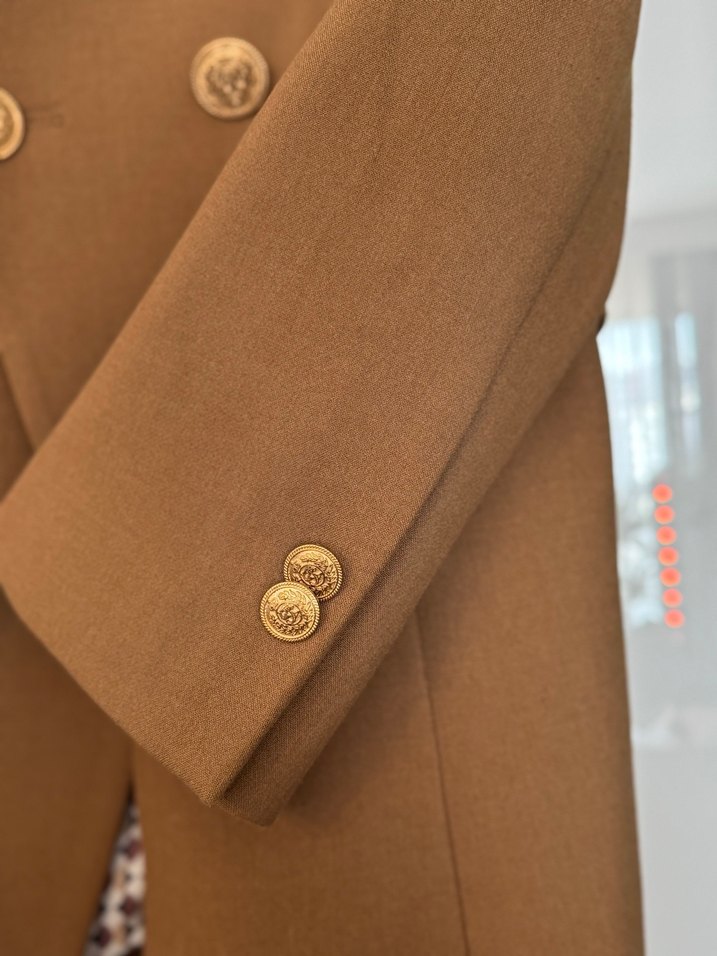 Ghisa Marka Düğmeli Kahverengi Kadın Blazer Ceket - Görsel 3