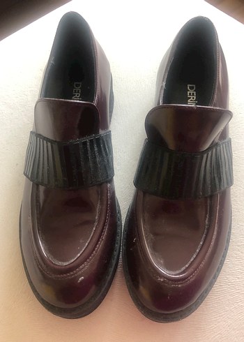 Derimod Bordo Rugan Kadin Loafer Ayakkabı