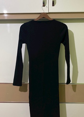 Siyah Kadın İnce Triko Elbise - Görsel 2