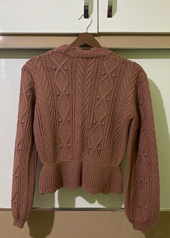 Kadın Kahverengi Örgü Triko Kazak - Görsel 2