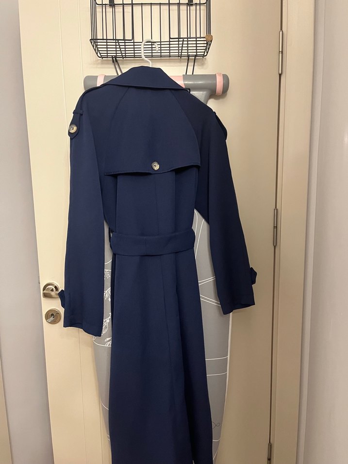 Midi Mavi Kadın Trençkot - Görsel 3