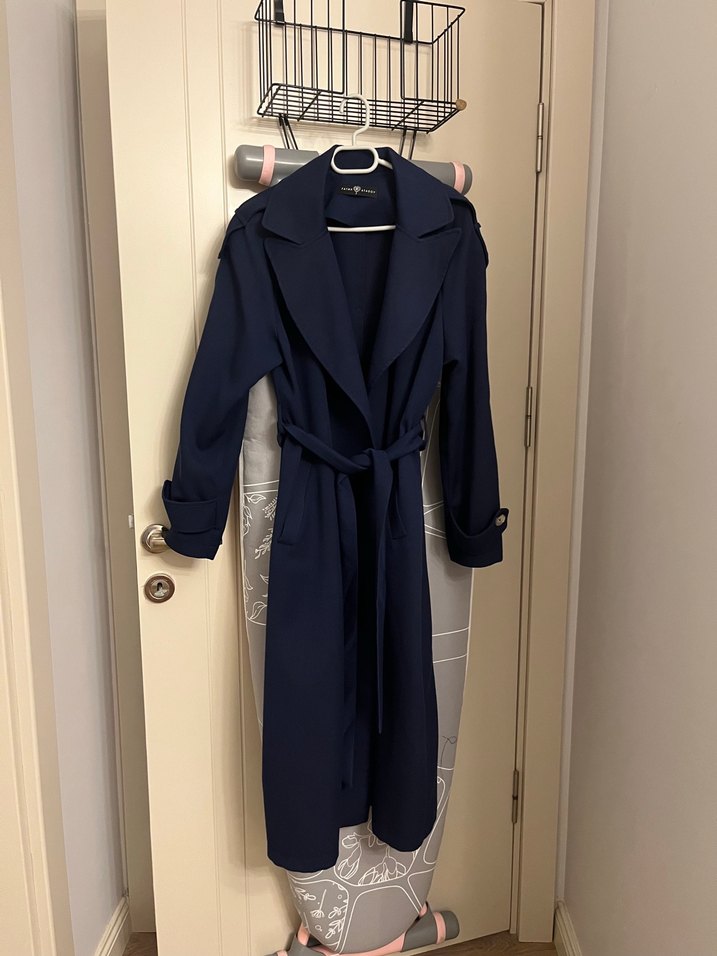 Midi Mavi Kadın Trençkot - Görsel 5