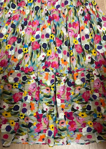 Renkli Bohem Uzun Elbise Fırfırlı - Görsel 3