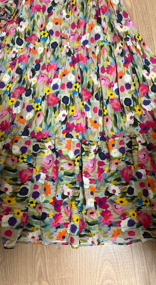 Renkli Bohem Uzun Elbise Fırfırlı - Görsel 3