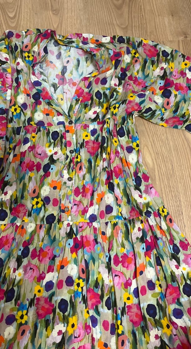 Renkli Bohem Uzun Elbise Fırfırlı - Görsel 2