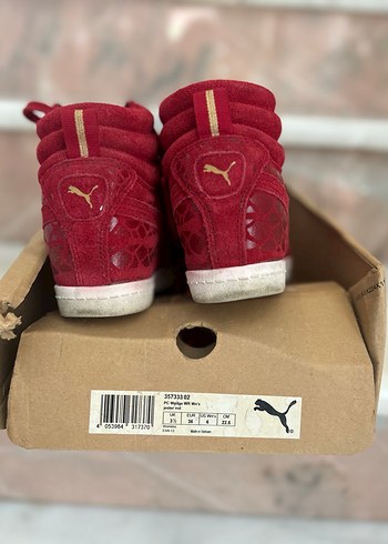 Puma Kırmızı Süet Dolgu Topuklu Spor Ayakkabı - Görsel 4