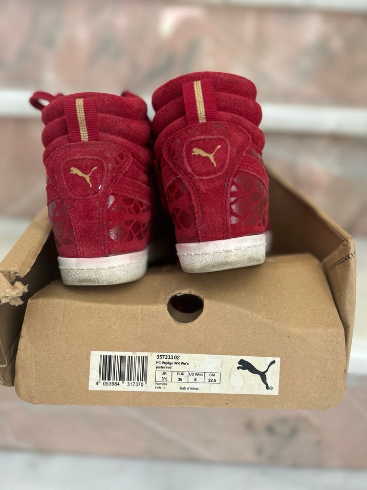 Puma Kırmızı Süet Dolgu Topuklu Spor Ayakkabı - Görsel 4