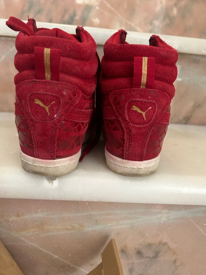 Puma Kırmızı Süet Dolgu Topuklu Spor Ayakkabı - Görsel 3