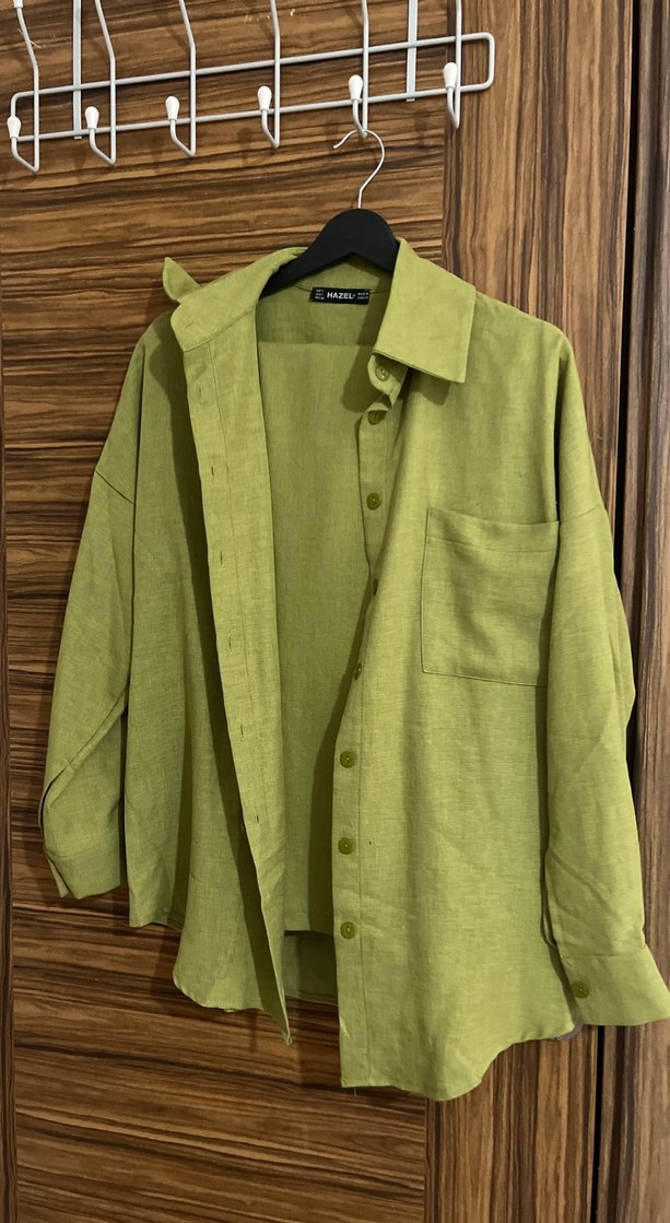 Hafif Haki Kemerli Uzun Keten Kadın Takım - Görsel 2