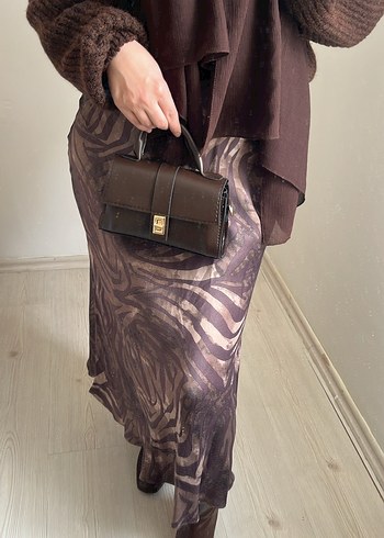 Hepsi dahil vereceğimkahverengi zebraDesenli satenetekkazakçanta - Görsel 2