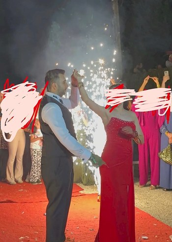 36 Beden kırmızı Renk Taşlı elbise
