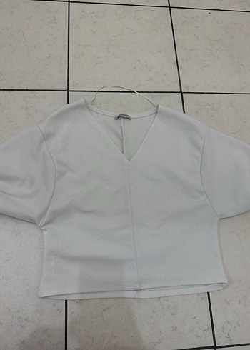 Zara Balon Kol Beyaz Tişört - Görsel 8