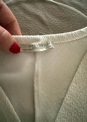 Zara Balon Kol Beyaz Tişört - Görsel 7