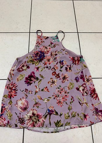 KotonÇiçek Desenli Mor Halter Yaka Bluz - Görsel 7