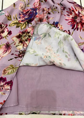 KotonÇiçek Desenli Mor Halter Yaka Bluz - Görsel 2