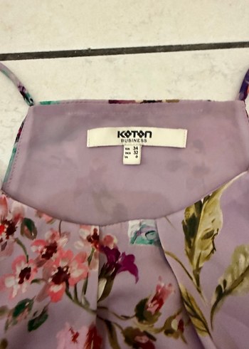 KotonÇiçek Desenli Mor Halter Yaka Bluz - Görsel 4