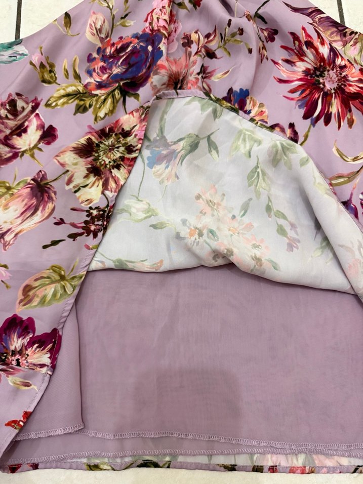 KotonÇiçek Desenli Mor Halter Yaka Bluz - Görsel 2