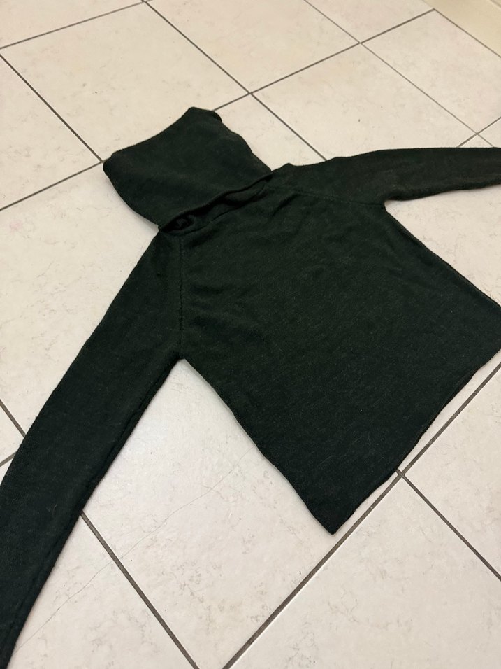 Topshop Kadın Haki Boğazlı Örgü Yün Kazak - Görsel 2