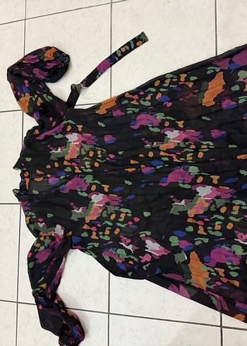 Trendyol Milla Siyah Desenli Tül Elbise - Görsel 9