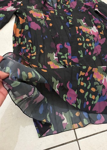 Trendyol Milla Siyah Desenli Tül Elbise - Görsel 5