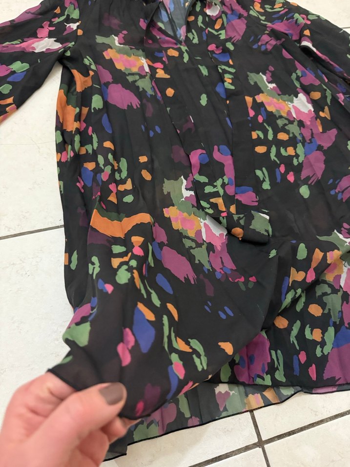 Trendyol Milla Siyah Desenli Tül Elbise - Görsel 4