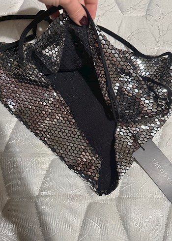 Trendyolmilla Gümüş Yılan Desenli Mini Büstiyer - Görsel 9